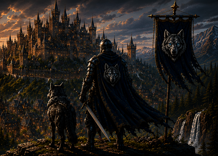 A fantasy castle overlooking the world of Wolvesbane